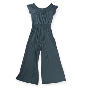 Saturday Sunday Anthropologie Green Wide Leg Stretch Jumpsuit Womens Large